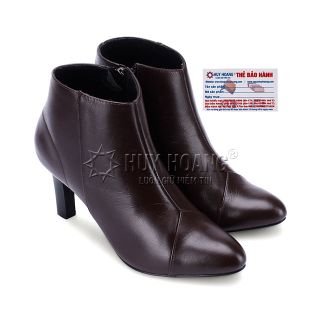 Giày boot nữ Huy hoàng da bò màu nâu chỉ hình tam giác HR7039