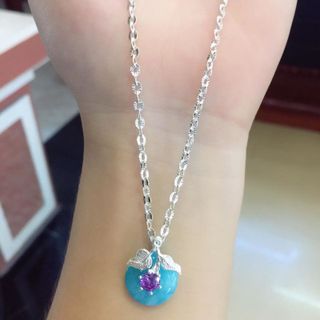 Mặt dây chuyền đá cẩm thạch bọc bạc