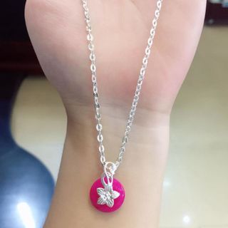 Mặt dây chuyền đá cẩm thạch bọc bạc