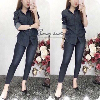 Áo sơ mi giả jeans