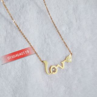 Dây chuyền inox chữ LOVE mặt cáo mạ vàng
