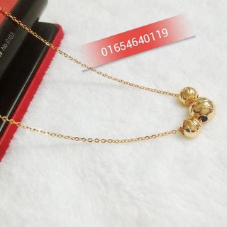 Dây chuyền xỏ 3 bi mạ vàng