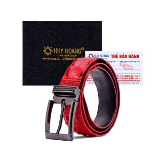 Dây nịt nam da cá sấu Huy Hoàng nguyên con bản lớn màu hồng HR4239