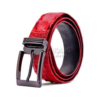 Dây nịt nam da cá sấu Huy Hoàng nguyên con bản lớn màu hồng HR4239