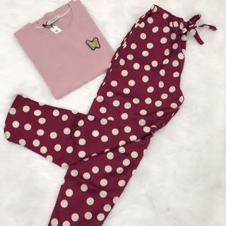 Set đồ bộ áo thun quần lụa dễ thương