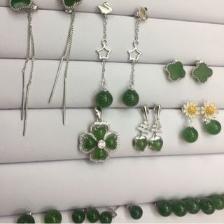 hoa tai ngọc bích bọc bạc