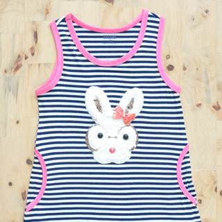 Đầm Tai Thỏ Cotton Phối Viền Đẹp Sọc Thun cotton 100