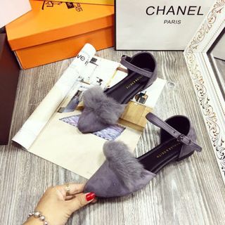 giay sandal nơ lông cao câp