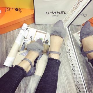 giay sandal nơ lông cao câp