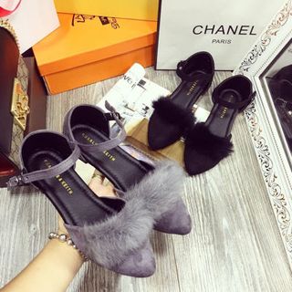 giay sandal nơ lông cao câp