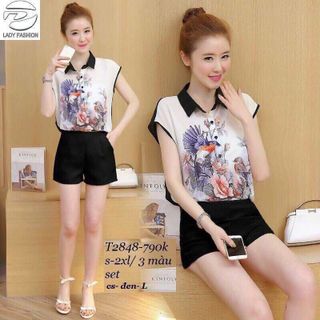 SET ÁO SƠ MI IN HOA KÈM QUẦN SHORT giá sỉ