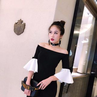 Đầm Body Trễ Vai Tay Loe