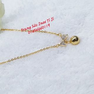 Dây chuyền bi nơ trắng mạ vàng