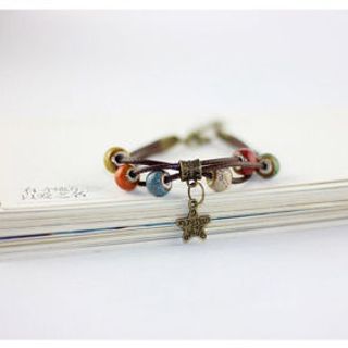 Vòng tay handmade gốm thỏ chiếc lá