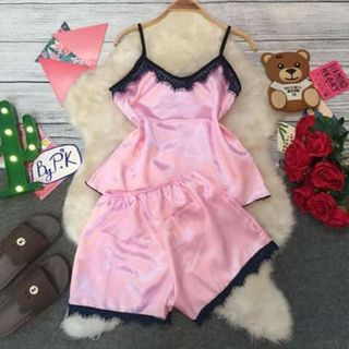 Bộ ngủ dây phi bóng viền ren