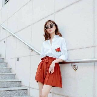 áo sơ mi chi pu/ áo sơ mi dưa hấu