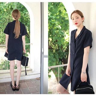 đầm sơ mi cổ vest