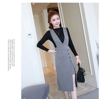 SET ÁO THUN VÁY YẾM XẺ TÀ CARO NHÍ S385