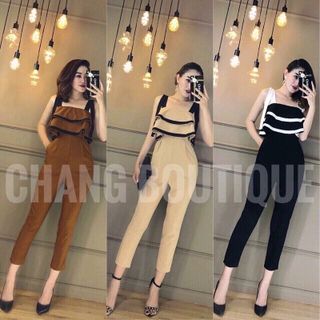 Jumpsuit cát hàn bèo 2 tầng có dây kéo