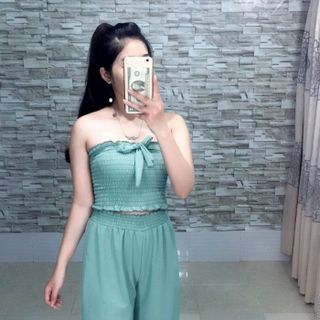 Set voan nhún quần rộng kèm ảnh