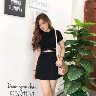 Set áo váy đính cườm có quần trong