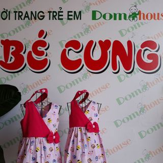 Đầm bé gái phối màu kèm nơ