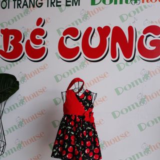 Đầm bé gái phối màu kèm nơ