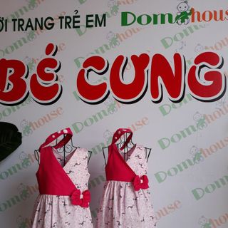 Đầm bé gái phối màu kèm nơ