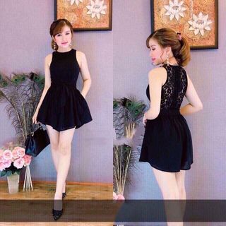 Jumpsuit cát hàn phối ren
