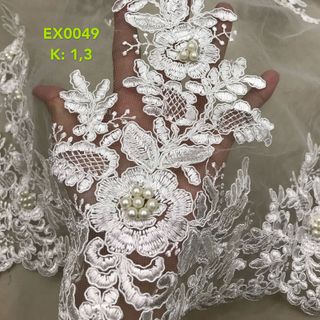 Lưới Thêu Ren Gân Đính Hạt Châu