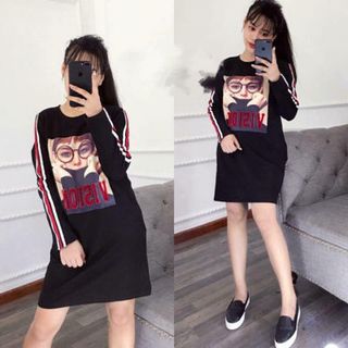 ĐẦM IN HÌNH CÓ SỌC TAY