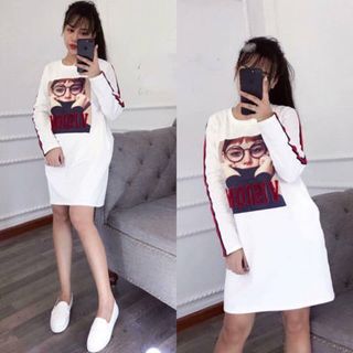 ĐẦM IN HÌNH CÓ SỌC TAY