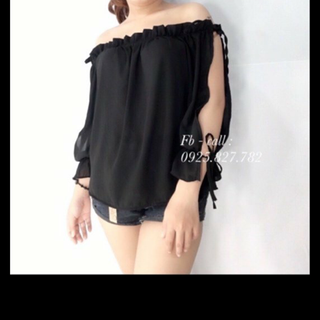 áo bẹt vai tay cột nơ