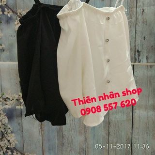 áo bẹt vai 2 dây có nút