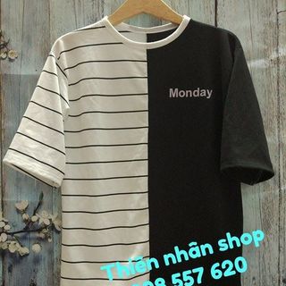 áo thun 2 màu đan xen