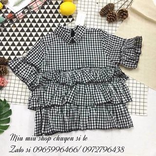 áo kiểu sọc caro 3 tầng
