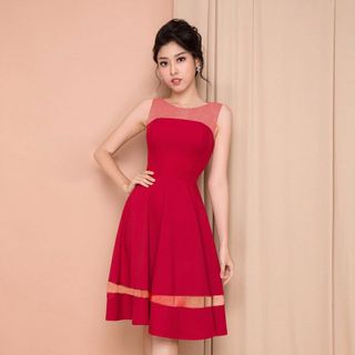 Đầm Xòe Phối Lưới