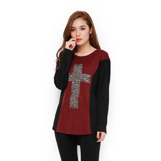 Áo thun nữ thời trang tay dài phối họa tiết độc đáo