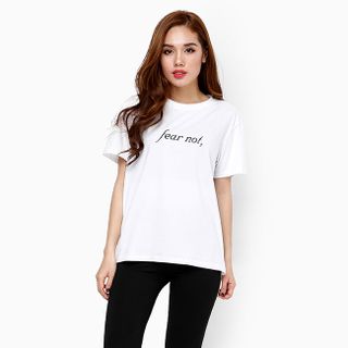 Áo thun nữ tay ngắn màu trắng họa tiết chữ M3