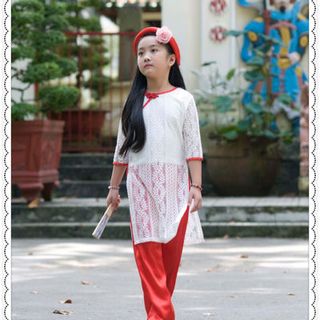 áo dài ren bé gái