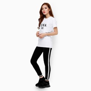 Áo thun nữ tay ngắn màu trắng họa tiết chữ M5