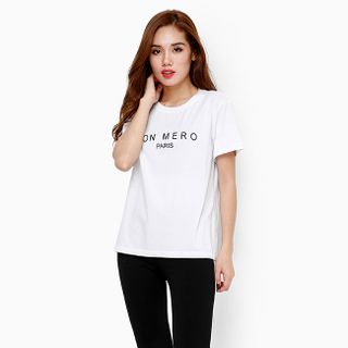 Áo thun nữ tay ngắn màu trắng họa tiết chữ M6