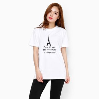Áo thun nữ tay ngắn màu trắng họa tiết chữ M8