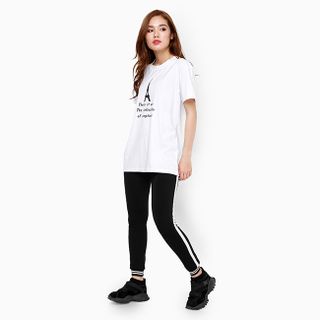 Áo thun nữ tay ngắn màu trắng họa tiết chữ M8