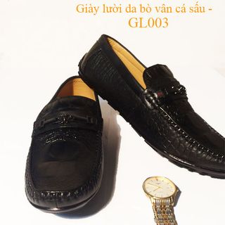 Giày lười da bò vân cá sấu - GL003
