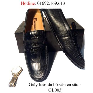 Giày lười da bò vân cá sấu - GL003