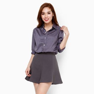 Áo sơ mi nữ tay dài họa tiết chấm bi