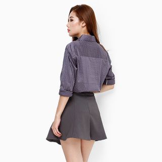 Áo sơ mi nữ tay dài họa tiết chấm bi