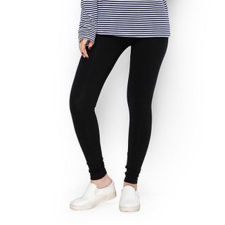 Quần legging thun ôm dáng màu đen