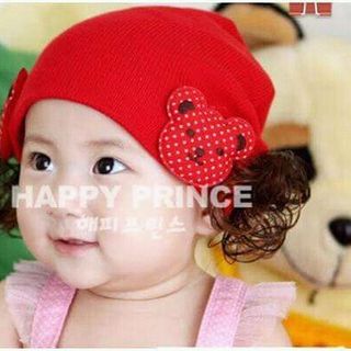 mũ len tóc giả